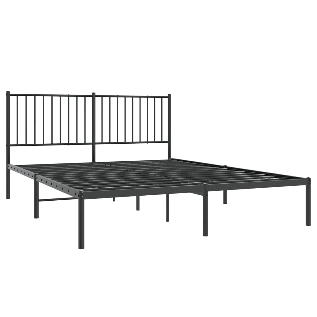 vidaXL Bedframe met hoofdbord metaal zwart 160x200 cm afbeelding