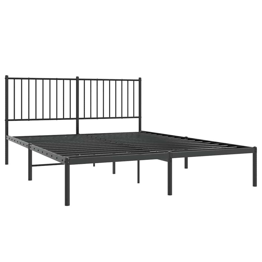 vidaXL Bedframe met hoofdbord metaal zwart 160x200 cm, foto 2