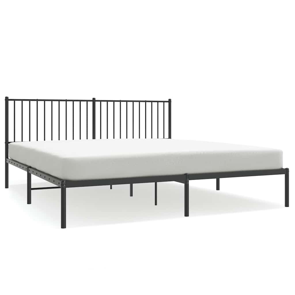 vidaXL Bedframe met hoofdbord metaal zwart 183x213 cm, foto 3