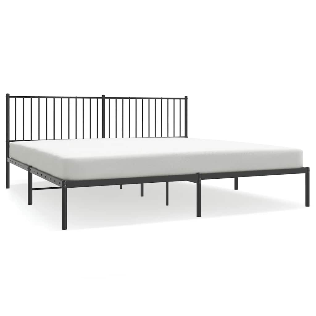 VidaXL Metal Bed Frame Without Mattress With Headboard Black 193x203cm