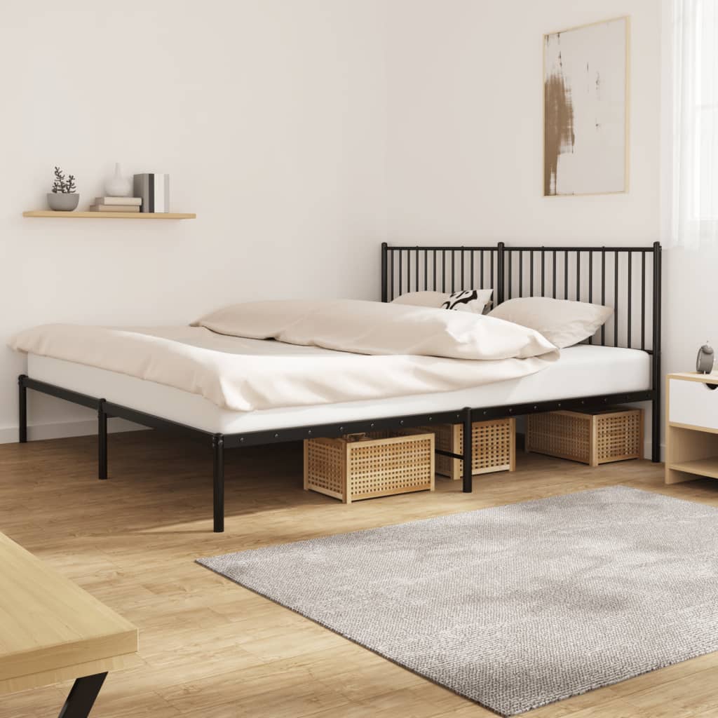 vidaXL Cadru de pat metalic cu tăblie, negru, 193x203 cm