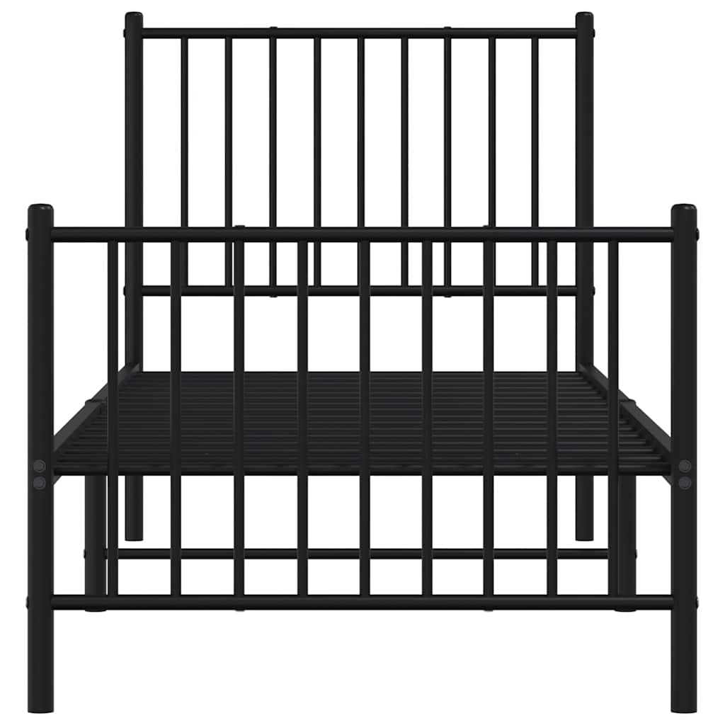 vidaXL Bedframe met hoofd- en voeteneinde metaal zwart 75x190 cm, foto 4