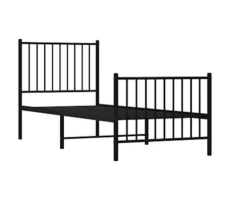vidaXL Cadre de lit m&eacute;tal sans matelas avec pied de lit noir 75x190 cm