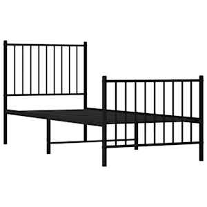vidaXL Cadre de lit m&eacute;tal sans matelas avec pied de lit noir 75x190 cm