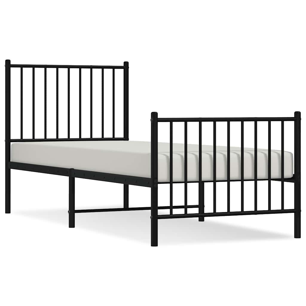 vidaXL Kovový rám postele s hlavovým a nožním čelem černý 80 x 200 cm
