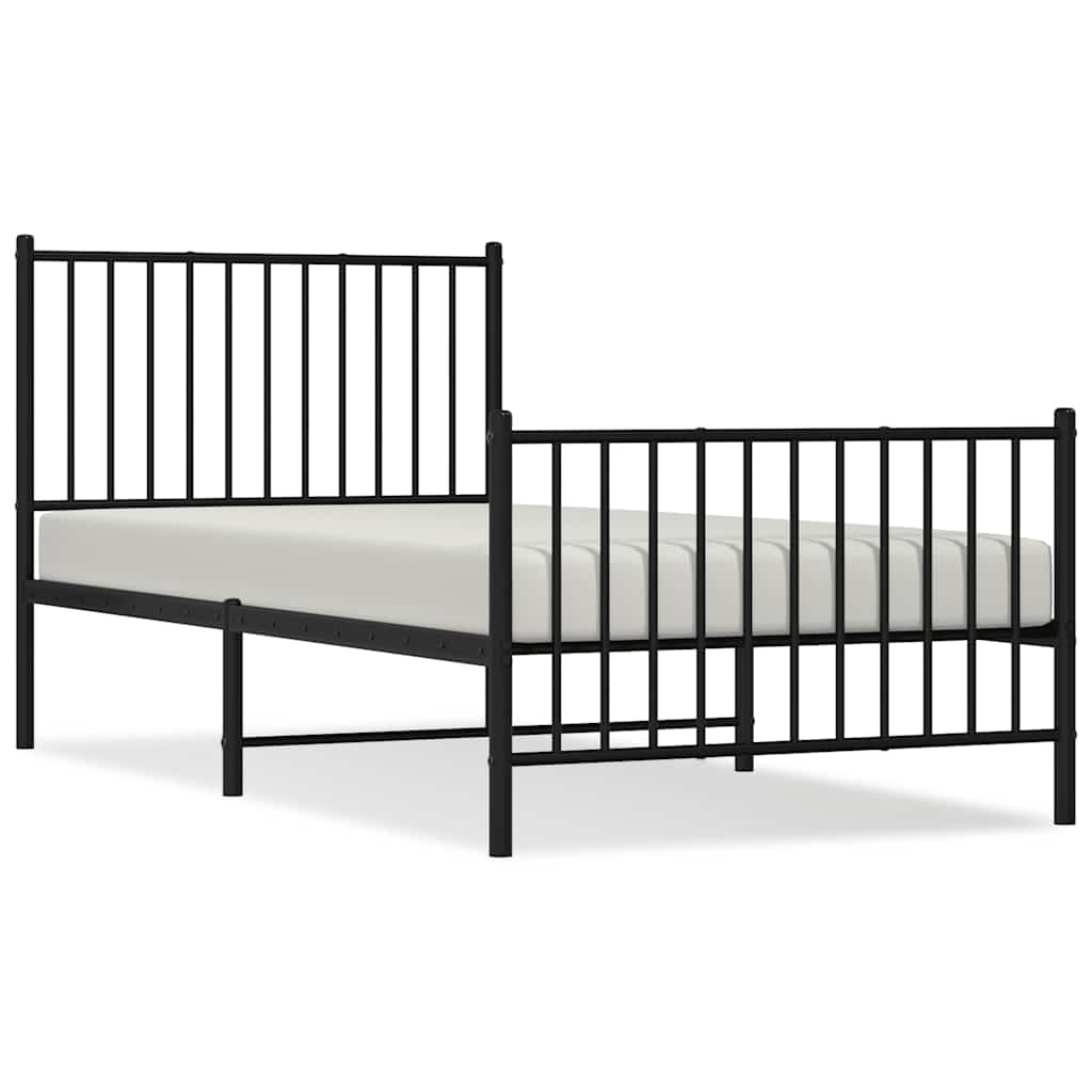vidaXL Bedframe met hoofd- en voeteneinde metaal zwart 90x190 cm, foto 3