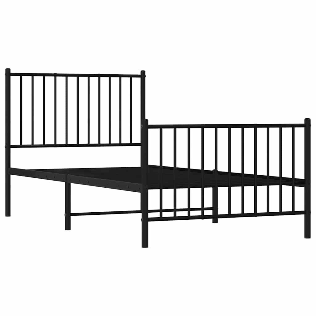 vidaXL Bedframe met hoofd- en voeteneinde metaal zwart 90x190 cm, foto 2