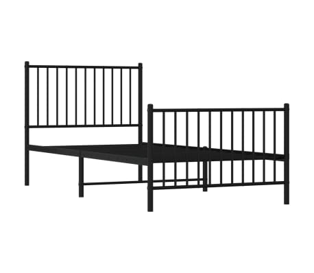 vidaXL Kovov&yacute; r&aacute;m postele s čelom a podnožkou čierny 90x200 cm