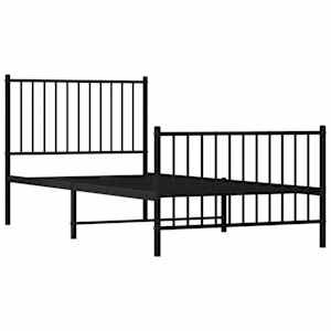 vidaXL Kovov&yacute; r&aacute;m postele s čelom a podnožkou čierny 90x200 cm