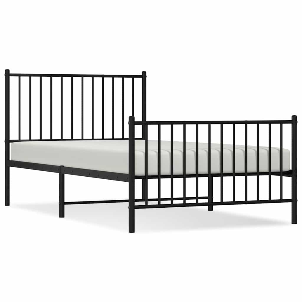 vidaXL Bedframe met hoofd- en voeteneinde metaal zwart 100x190 cm, foto 3