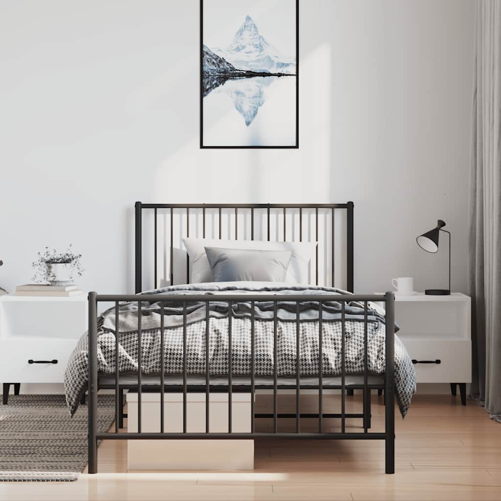 Thumbnail - vidaXL Bettgestell mit Kopf- und Fußteil Metall Schwarz 100x190 cm