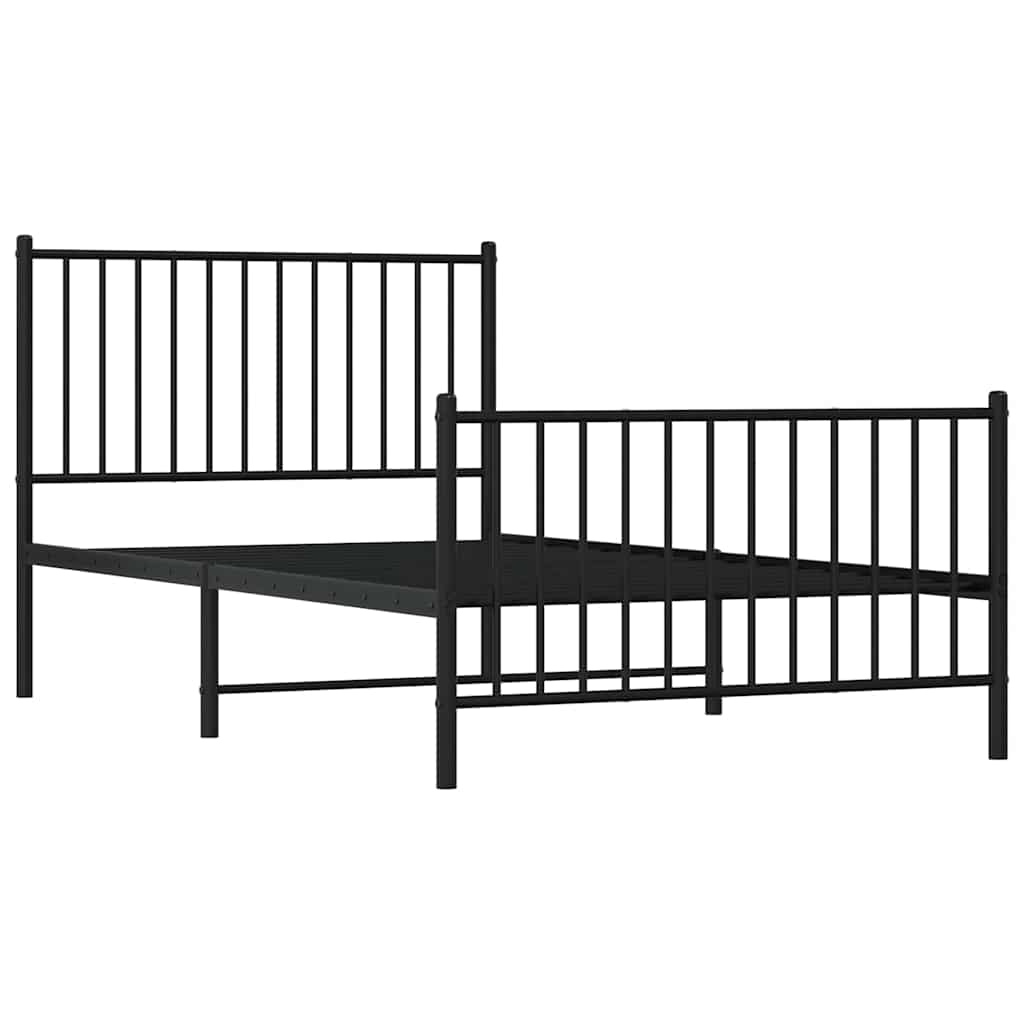 vidaXL Bedframe met hoofd- en voeteneinde metaal zwart 100x190 cm, foto 4