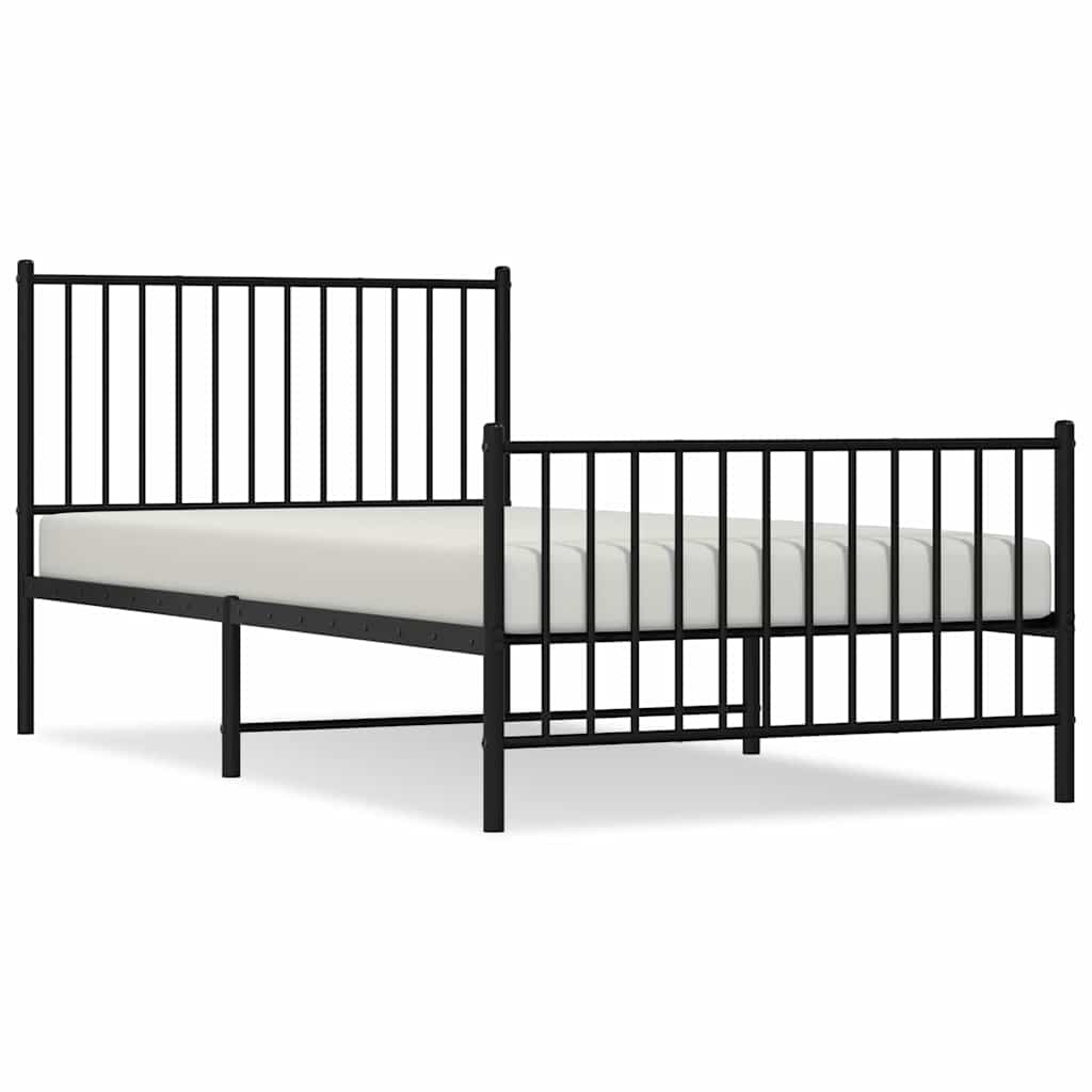 vidaXL Bedframe met hoofd- en voeteneinde metaal zwart 100x200 cm, foto 3