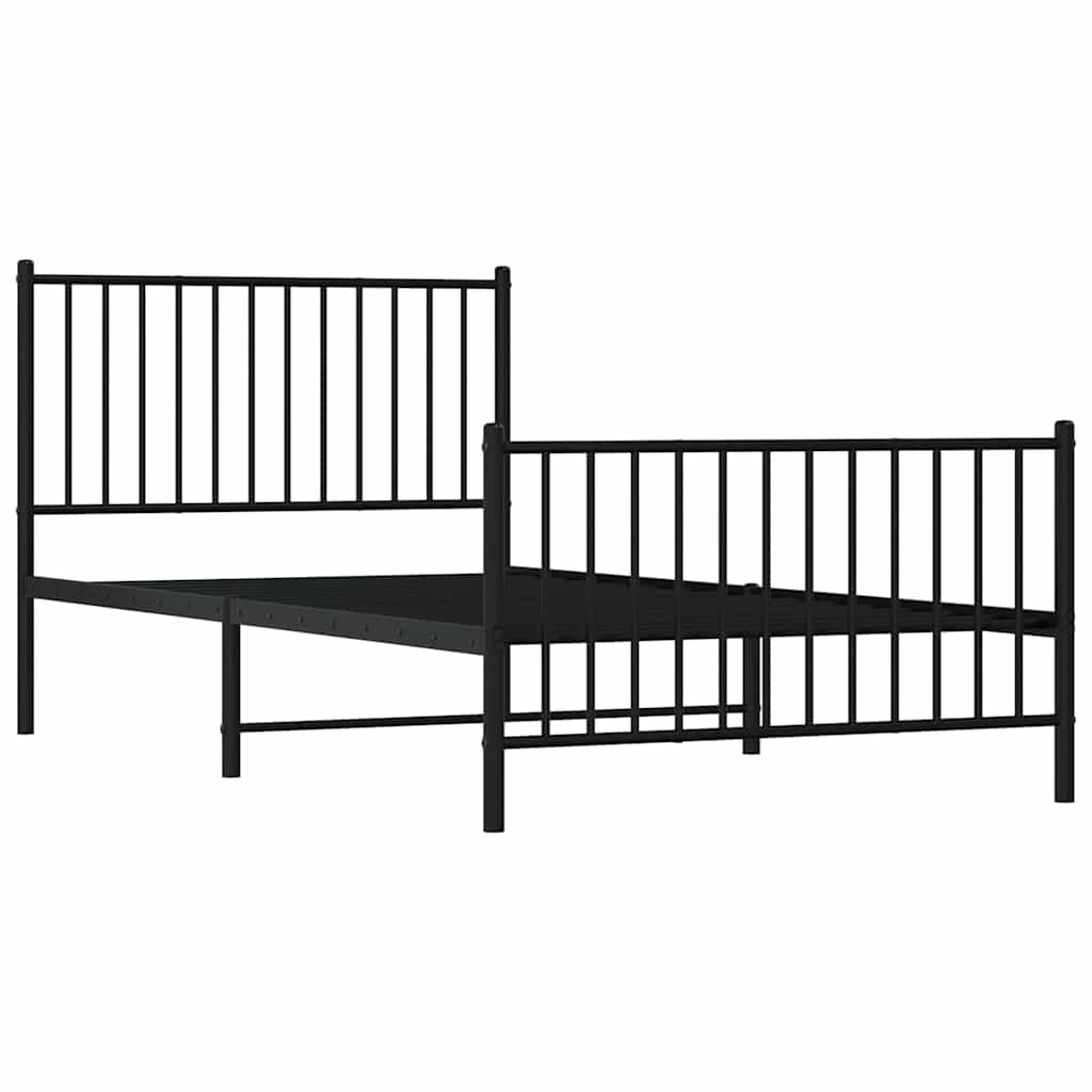 vidaXL Bedframe met hoofd- en voeteneinde metaal zwart 100x200 cm, foto 4