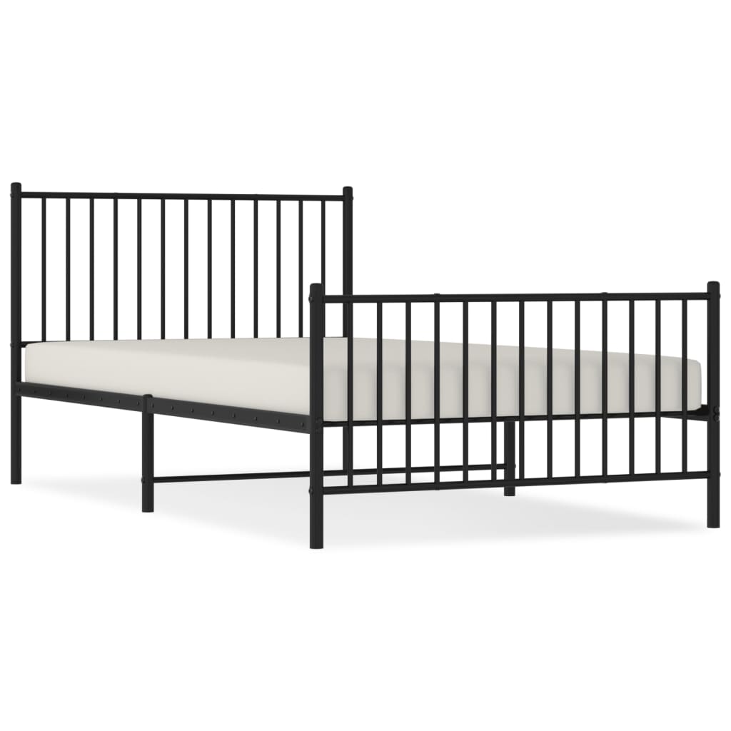 VidaXL Bedframe Met Hoofd- En Voeteneinde Metaal Zwart 107x203 Cm