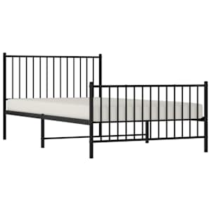 Kovový rám postele s hlavovým a nožním čelem černý 107 x 203 cm - obrázek 4