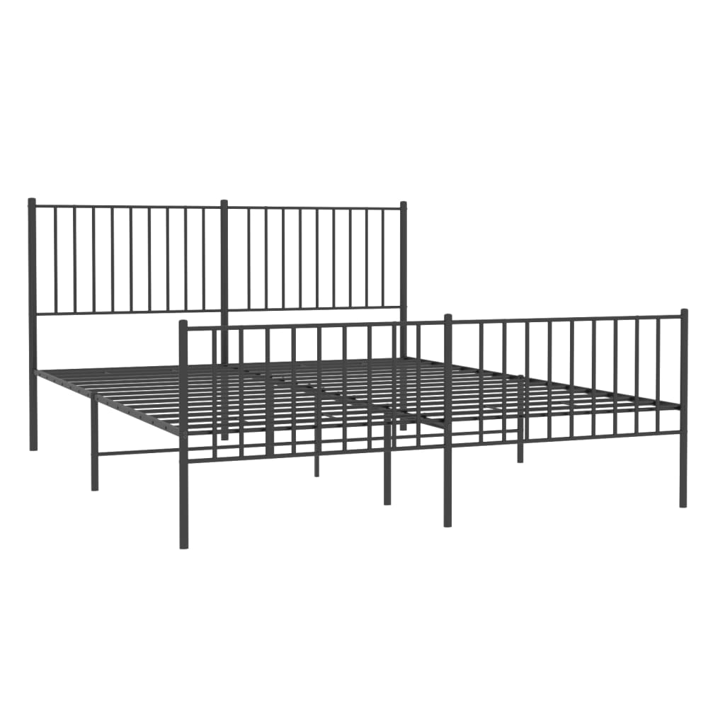 vidaXL Bedframe met voetbord zonder matras metaal zwart 160x200 cm afbeelding