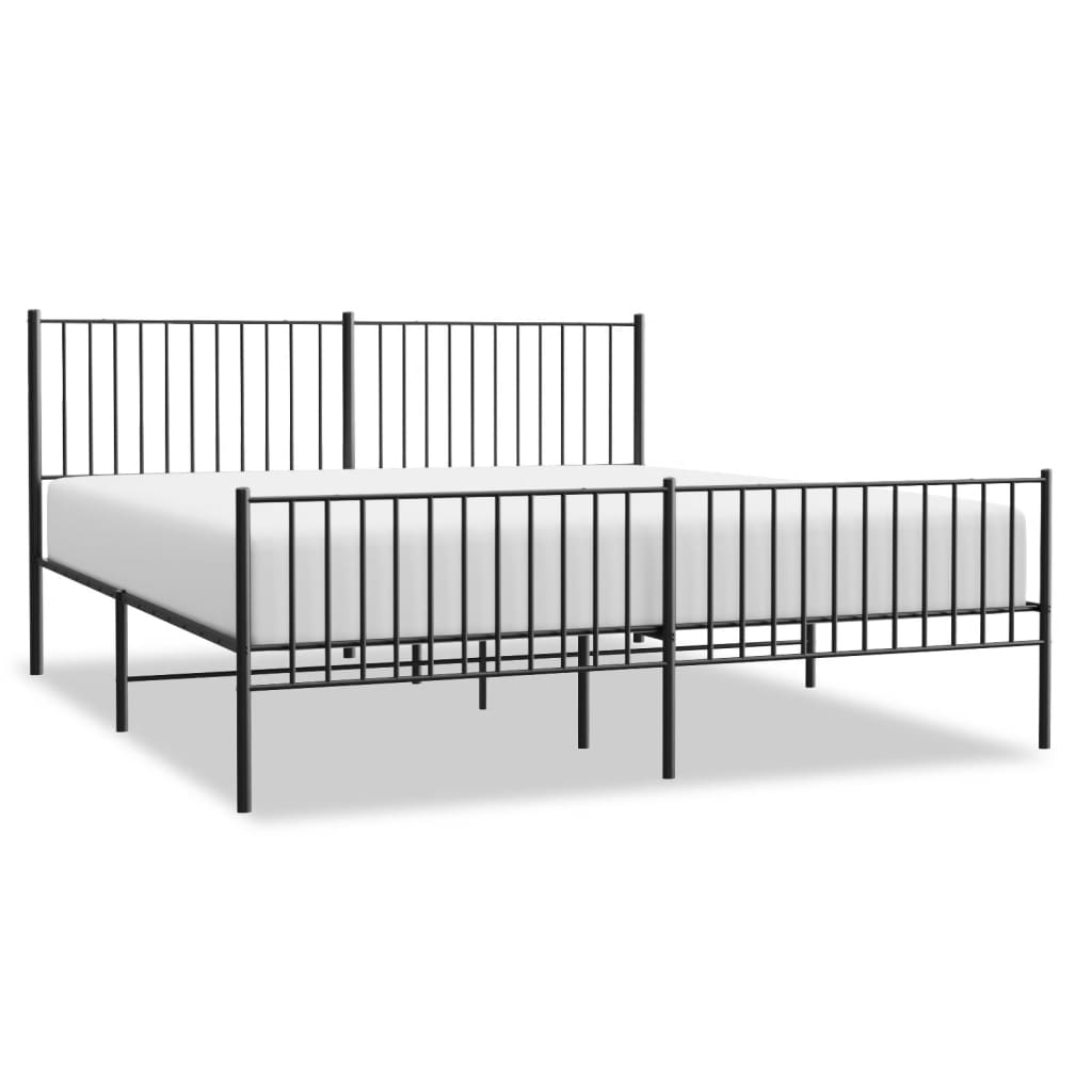 vidaXL Bedframe met hoofd- en voeteneinde metaal zwart 180x200 cm
