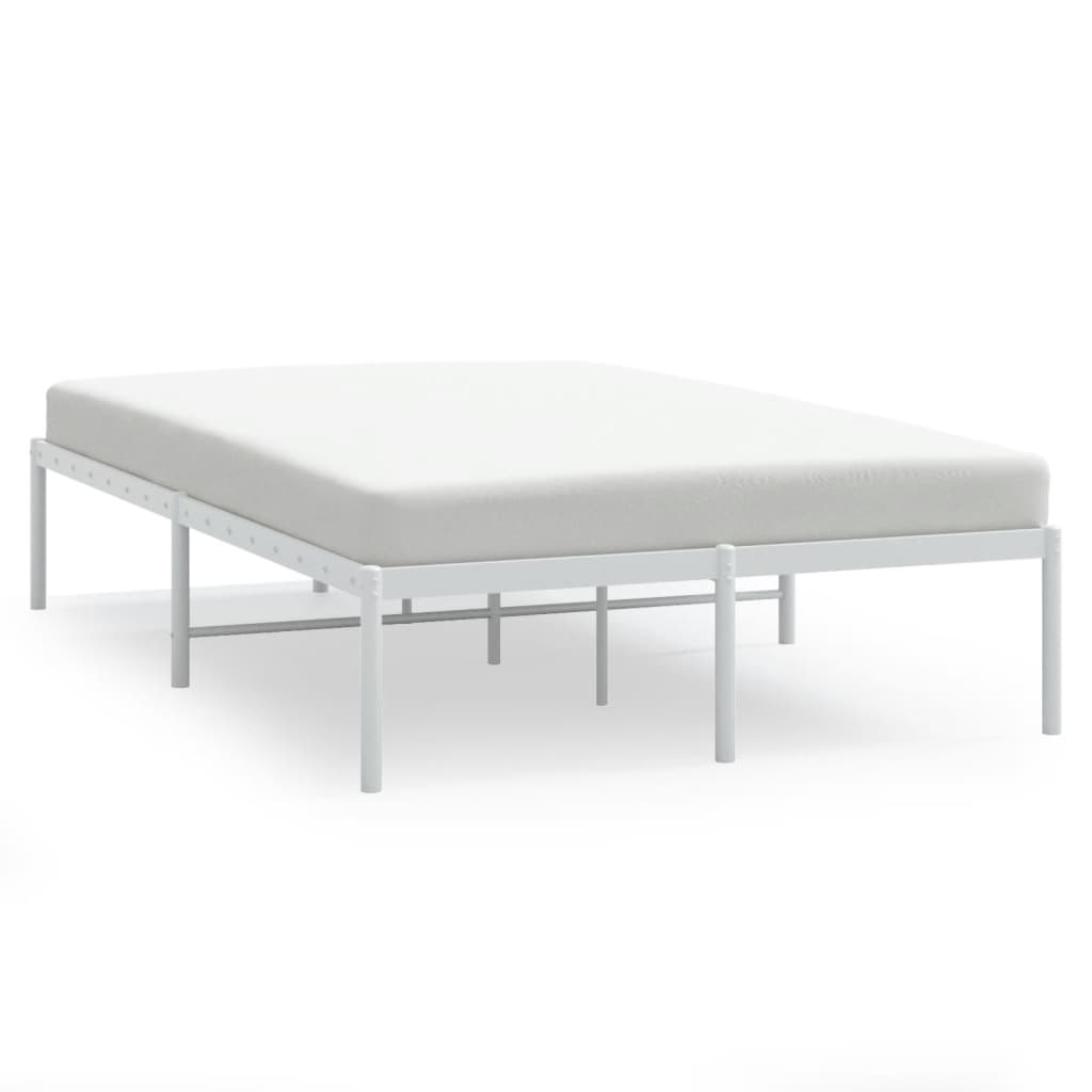 Image of vidaXL Metal Bed Frame White 135x190 cm Double