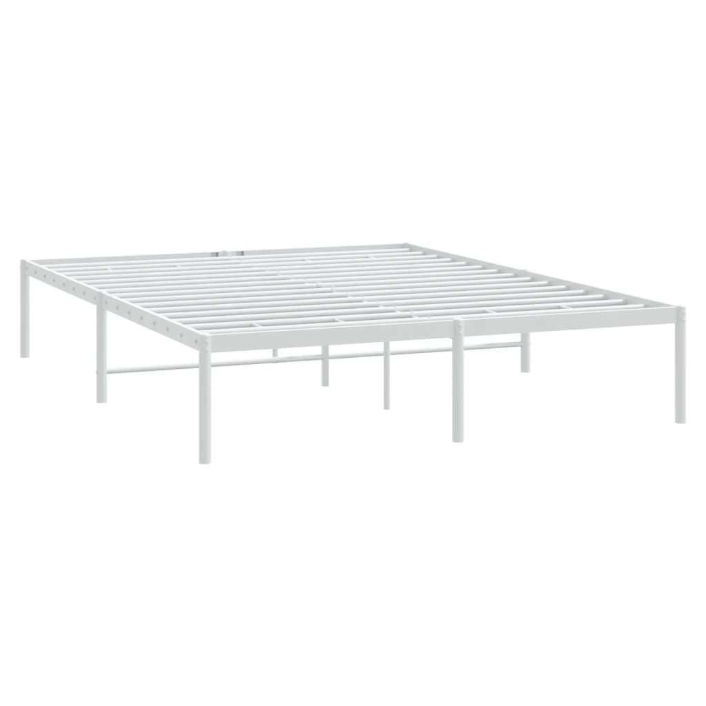 vidaXL Metal Bed Frame without Mattress White 140x190 cm