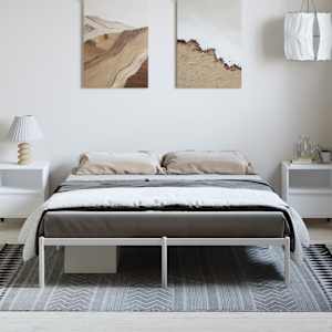 Kovový rám postele bílý 150 x 200 cm - obrázek 4