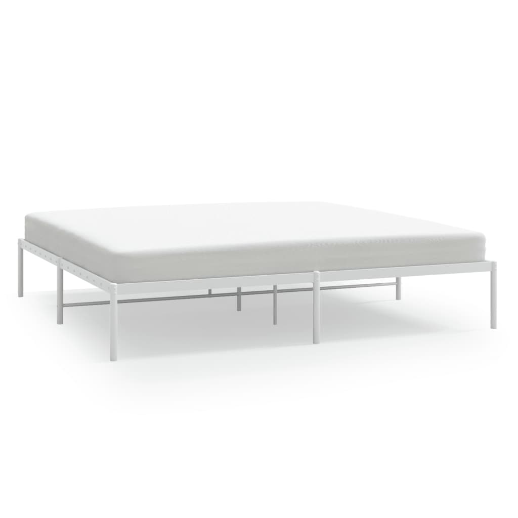 Image of vidaXL Metal Bed Frame White 193x203 cm