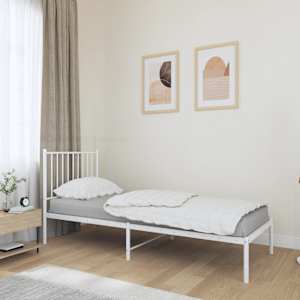 Kovový rám postele bez matrace s čelem bílý 75 x 190 cm - obrázek 1