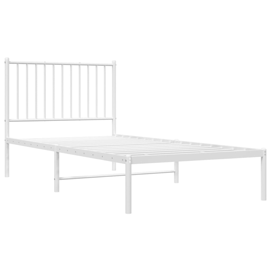 vidaXL Bedframe met hoofdbord metaal wit 90x190 cm afbeelding