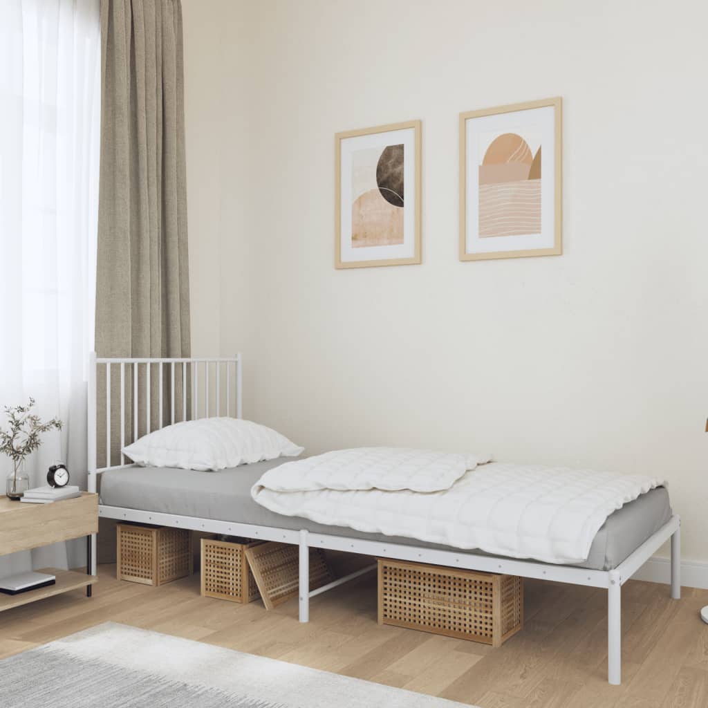 Petrashop  Kovový rám postele s čelem bílý 90 x 190 cm