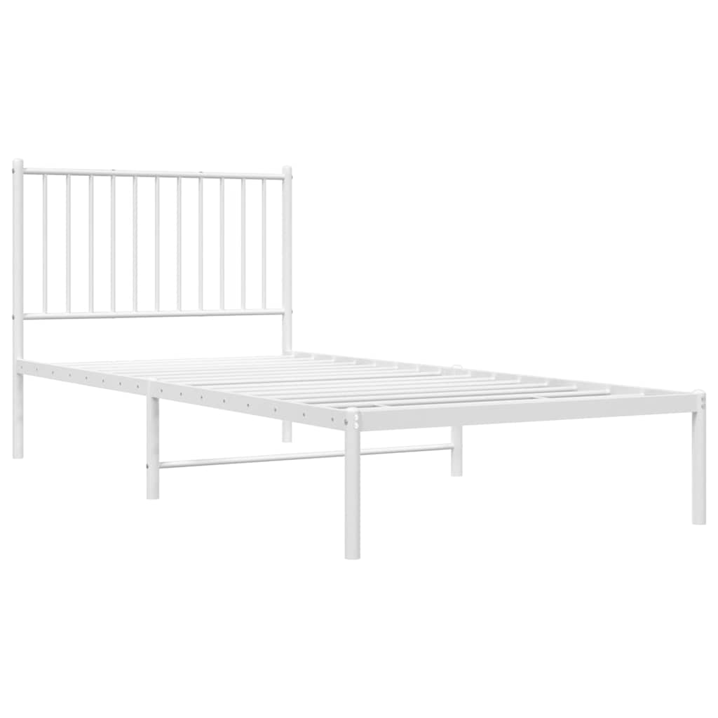vidaXL Bedframe met hoofdbord metaal wit 90x200 cm, foto 2