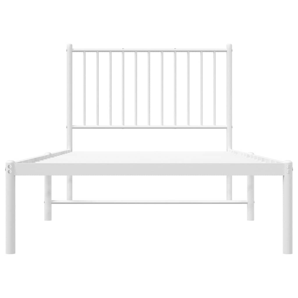 vidaXL Bedframe met hoofdbord metaal wit 90x200 cm, foto 4