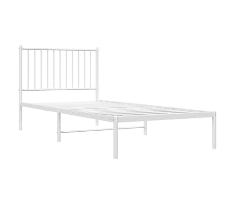 vidaXL Cadre de lit m&eacute;tal sans matelas avec t&ecirc;te de lit blanc 90x200cm