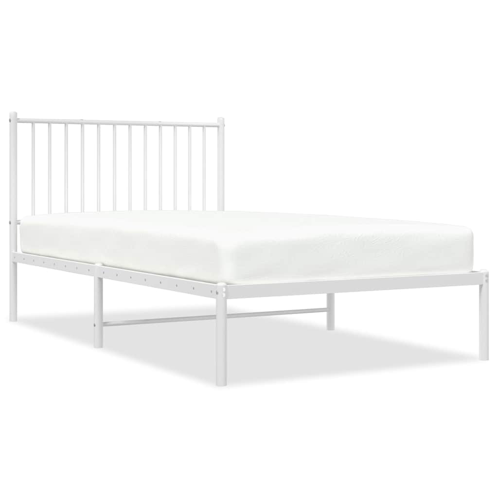 vidaXL Bedframe met hoofdbord metaal wit 100x190 cm, foto 3