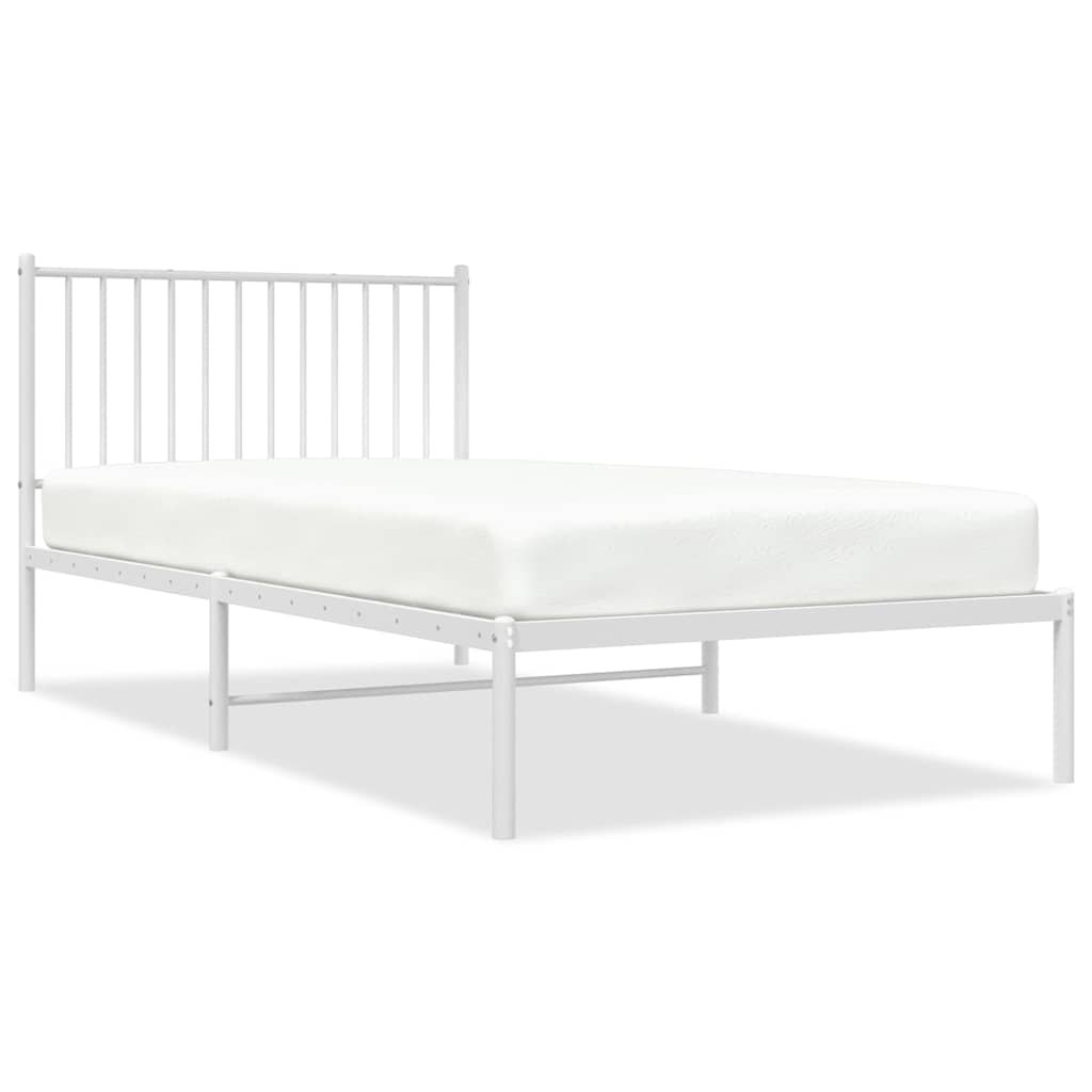 vidaXL Bedframe met hoofdbord metaal wit 100x200 cm, foto 3