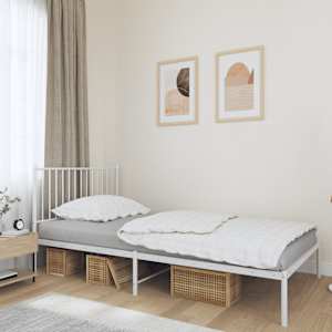 Kovový rám postele s čelem bílý 107 x 203 cm - obrázek 1