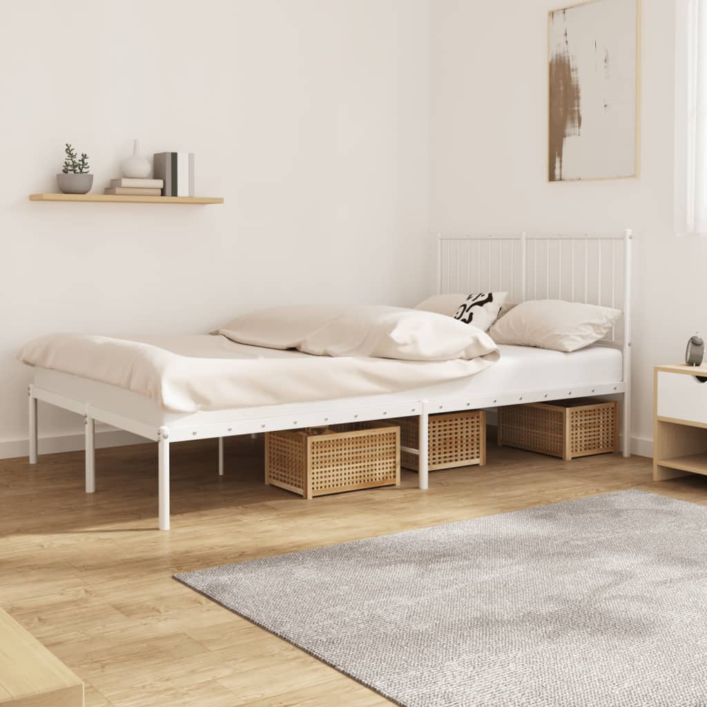 vida XL Bettgestell mit Kopfteil Metall Weiß 120x 190 cm