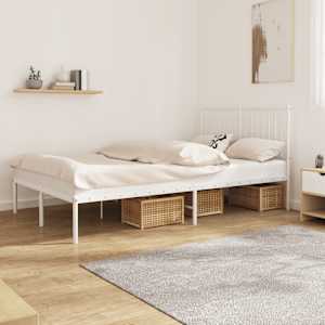 Kovinski posteljni okvir z vzglavjem bel 120x190 cm