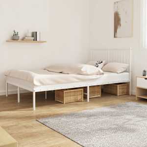 Kovinski posteljni okvir z vzglavjem bel 120x200 cm