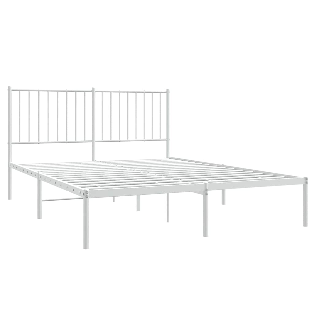 vidaXL Bedframe met hoofdbord metaal wit 135x190 cm, foto 4