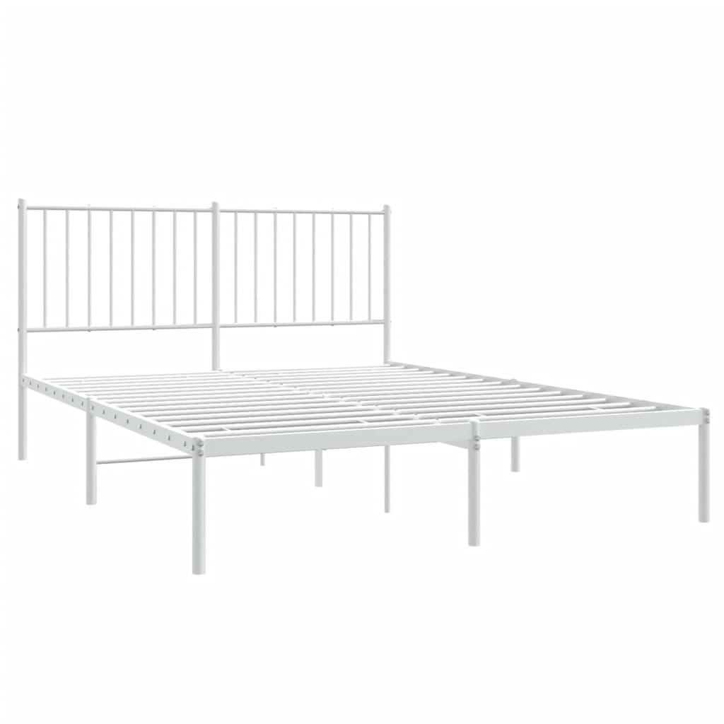 vidaXL Bedframe met hoofdbord metaal wit 140x190 cm afbeelding