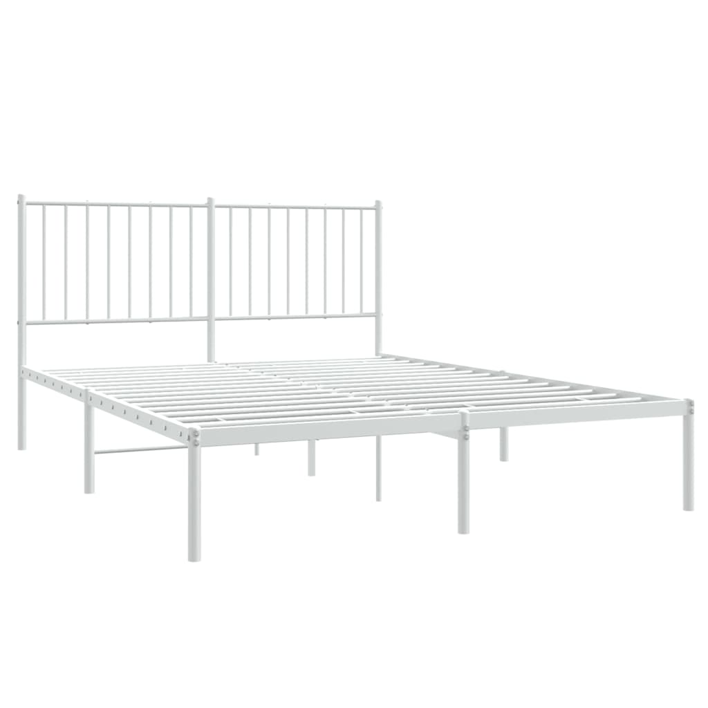 vidaXL Bedframe met hoofdbord metaal wit 140x200 cm afbeelding