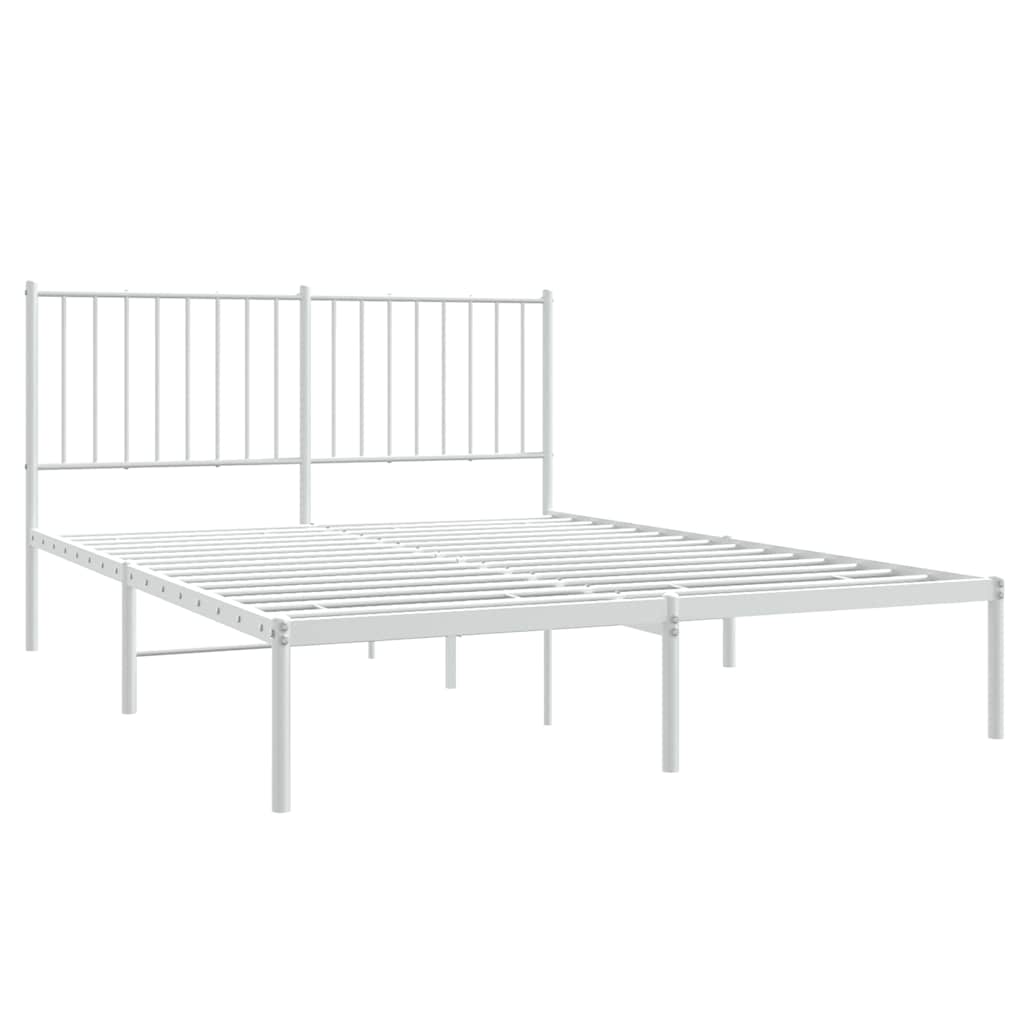vidaXL Bedframe met hoofdbord metaal wit 140x200 cm, foto 2