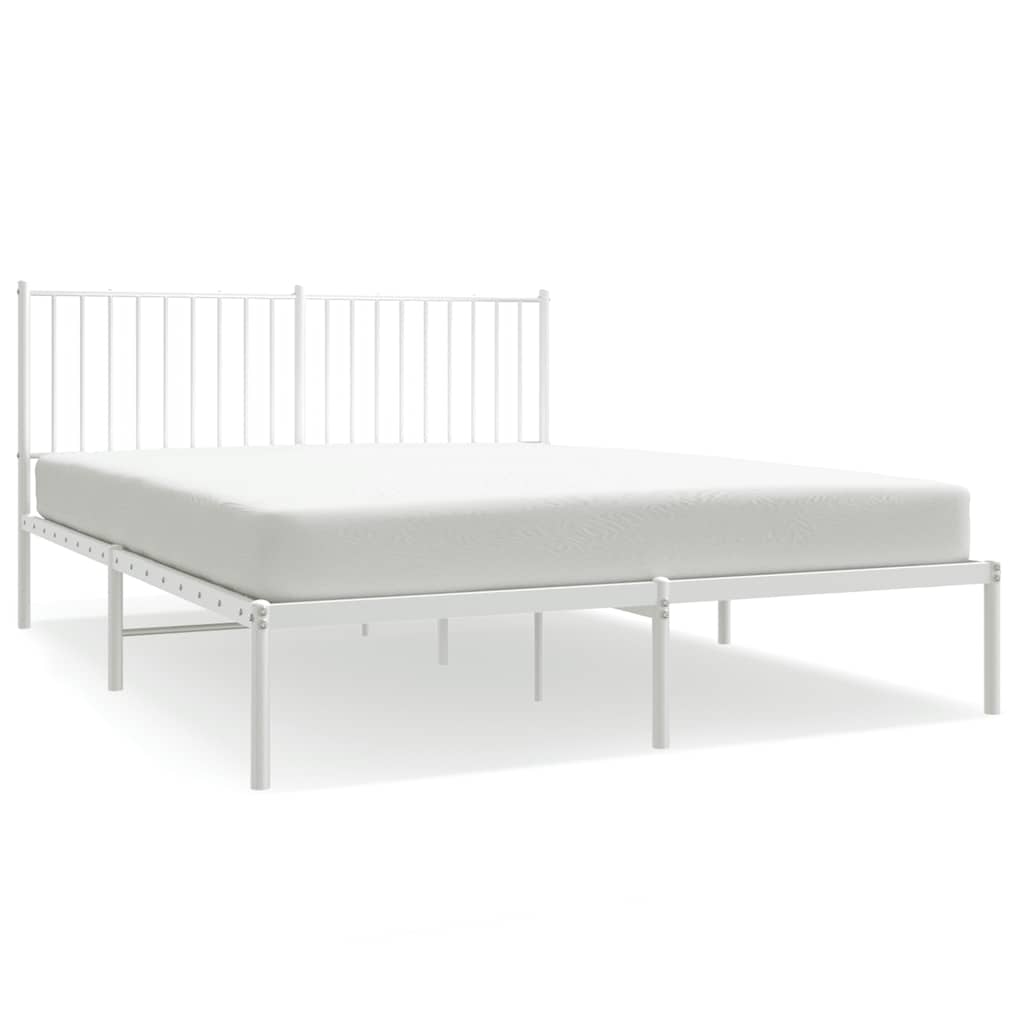 vidaXL Bedframe met hoofdbord metaal wit 160x200 cm, foto 3