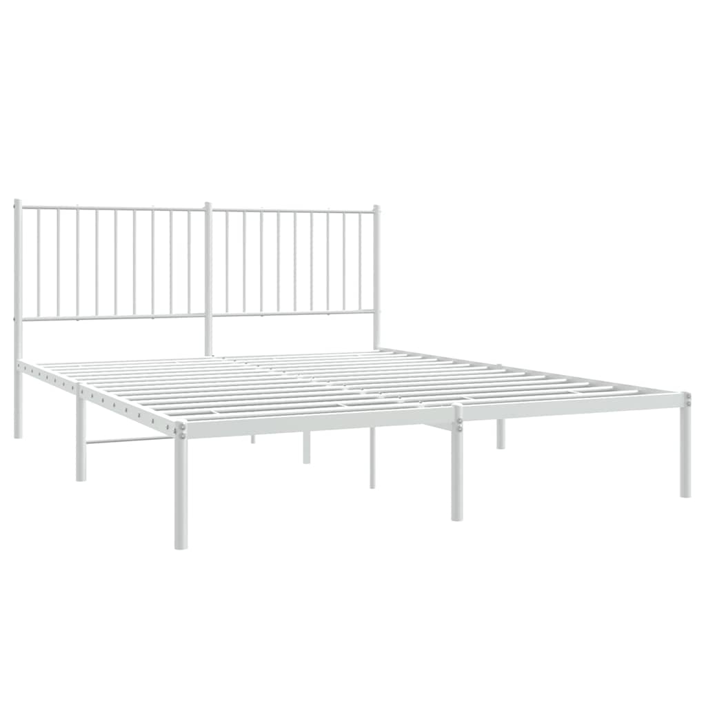 vidaXL Bedframe met hoofdbord metaal wit 160x200 cm, foto 2
