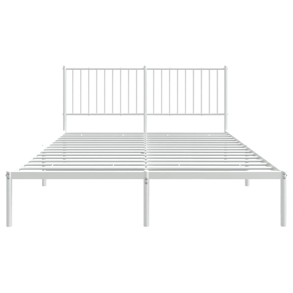 vidaXL Bedframe met hoofdbord metaal wit 160x200 cm, foto 4
