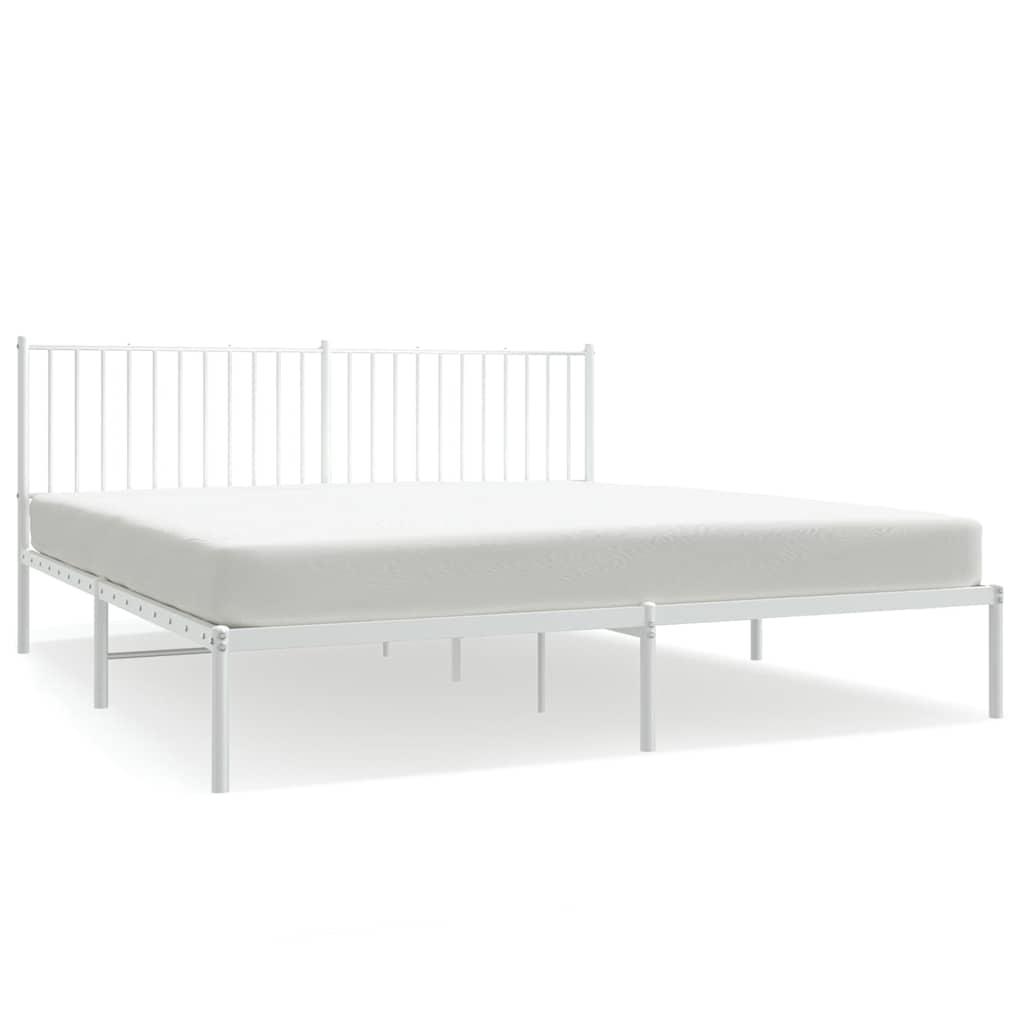 vidaXL Bedframe met hoofdbord metaal wit 180x200 cm, foto 3