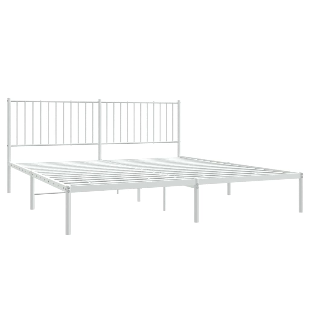 vidaXL Bedframe met hoofdbord metaal wit 180x200 cm afbeelding
