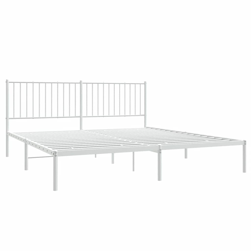 vidaXL Bedframe met hoofdbord metaal wit 180x200 cm, foto 2