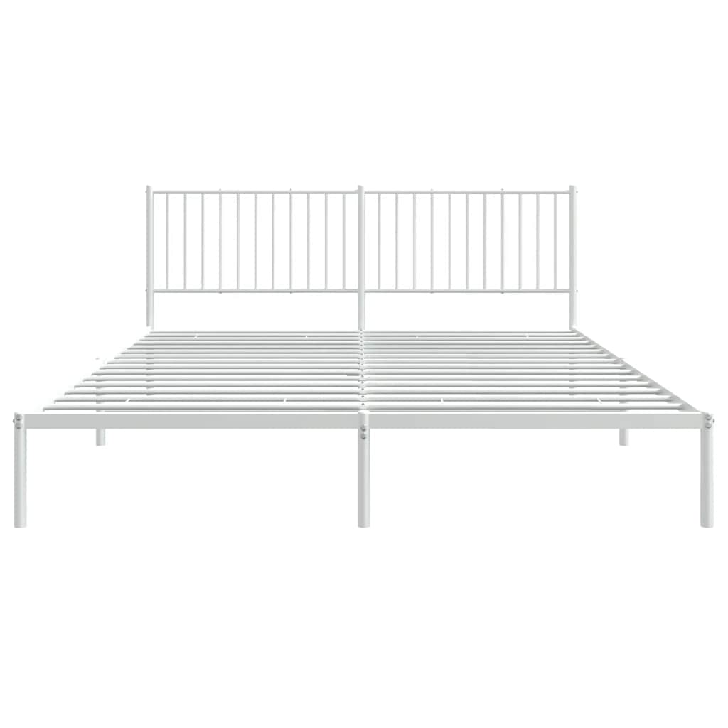 vidaXL Bedframe met hoofdbord metaal wit 180x200 cm, foto 4