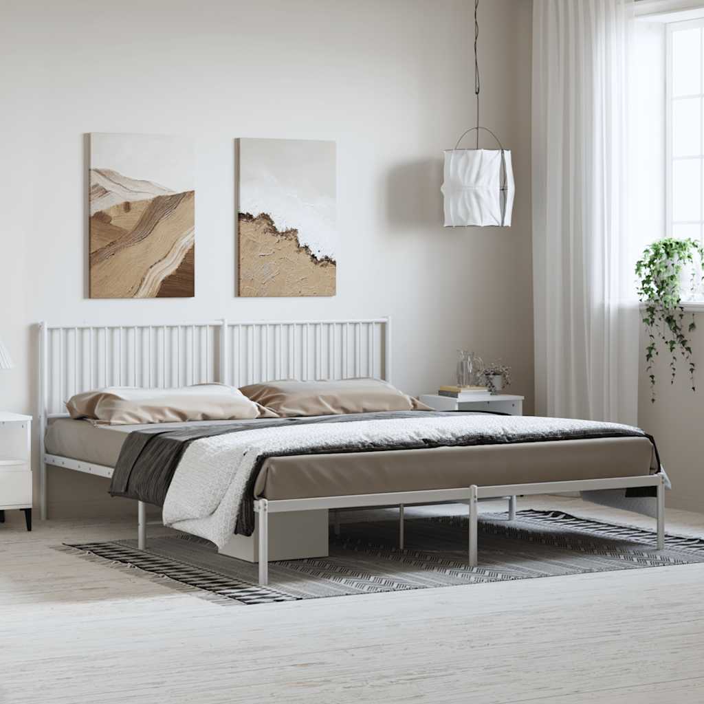 vidaXL Bedframe met hoofdbord metaal wit 183x213 cm afbeelding